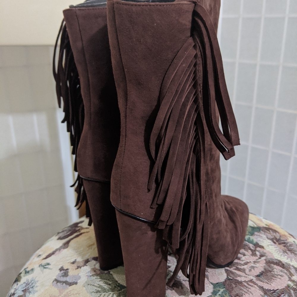 Giuseppe Zanotti Fringe Booties Brown Suede Boots new 10 - Picture 1 of 8